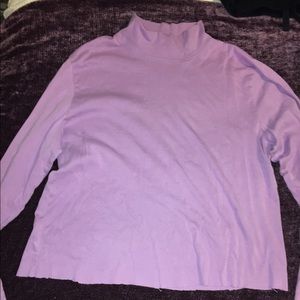 Purple raw hem turtle neck